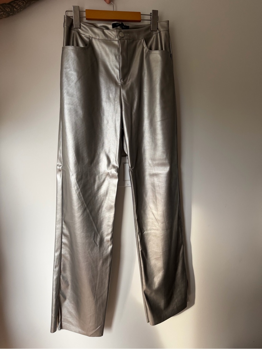 Simons Silver Metallic Faux Leather Pants